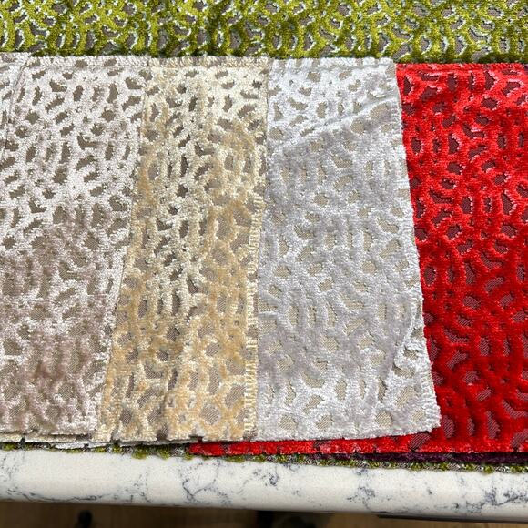 Jim Thompson KHAO ROM  Flocked Geometric Upholstery Fabric Sample 36x26 in - Picture 5 of 16